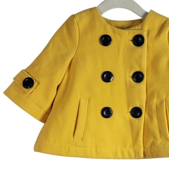 Maggie & Zoe Swing Pea Coat Yellow 12M Double Breasted Lined Pockets Formal - Picture 3 of 9